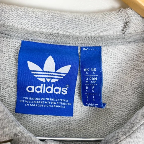 Adidas Originals Logo Grey Snap Buttons Sweatshirt Hoodie Mens Size Small - Picture 9 of 13